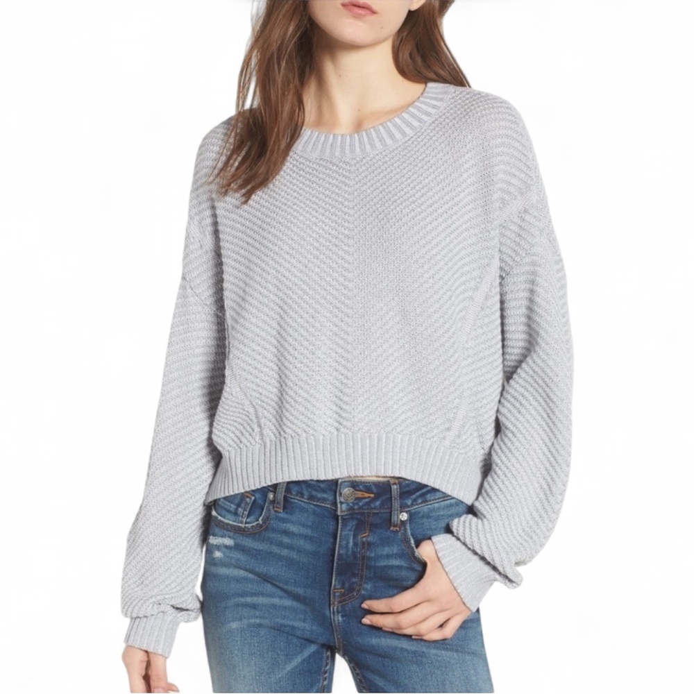 BP Plaited Drop Shoulder Sweater Gray XXS